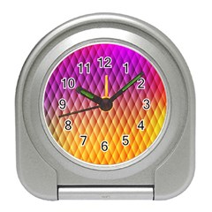 Triangle Plaid Chevron Wave Pink Purple Yellow Rainbow Travel Alarm Clocks
