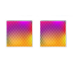 Triangle Plaid Chevron Wave Pink Purple Yellow Rainbow Cufflinks (Square)