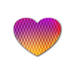 Triangle Plaid Chevron Wave Pink Purple Yellow Rainbow Rubber Coaster (Heart) 