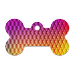 Triangle Plaid Chevron Wave Pink Purple Yellow Rainbow Dog Tag Bone (Two Sides)
