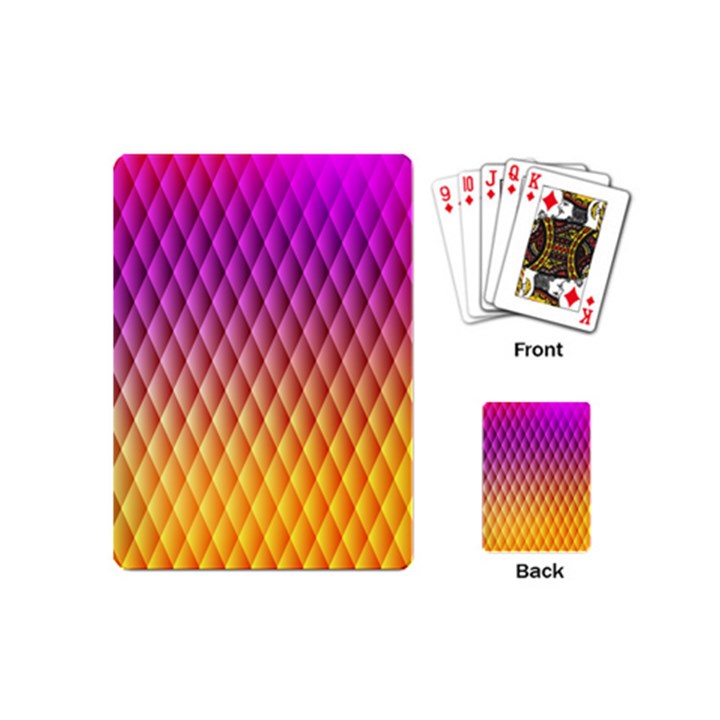 Triangle Plaid Chevron Wave Pink Purple Yellow Rainbow Playing Cards (Mini) 