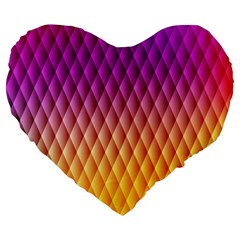 Triangle Plaid Chevron Wave Pink Purple Yellow Rainbow Large 19  Premium Flano Heart Shape Cushions