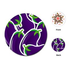 Vegetable Eggplant Purple Green Playing Cards (round) 