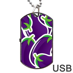 Vegetable Eggplant Purple Green Dog Tag Usb Flash (two Sides) by Mariart