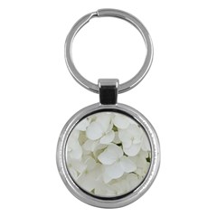 Hydrangea Flowers Blossom White Floral Photography Elegant Bridal Chic  Key Chains (round)  by yoursparklingshop