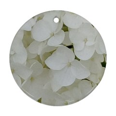 Hydrangea Flowers Blossom White Floral Photography Elegant Bridal Chic  Round Ornament (two Sides)