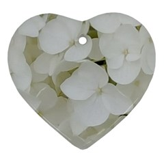 Hydrangea Flowers Blossom White Floral Photography Elegant Bridal Chic  Heart Ornament (two Sides)