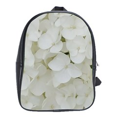 Hydrangea Flowers Blossom White Floral Photography Elegant Bridal Chic  School Bags(large)  by yoursparklingshop