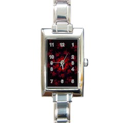 Fractal Abstract Blossom Bloom Red Rectangle Italian Charm Watch