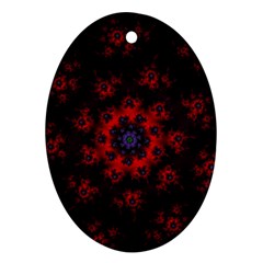 Fractal Abstract Blossom Bloom Red Ornament (Oval)