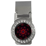 Fractal Abstract Blossom Bloom Red Money Clips (CZ)  Front