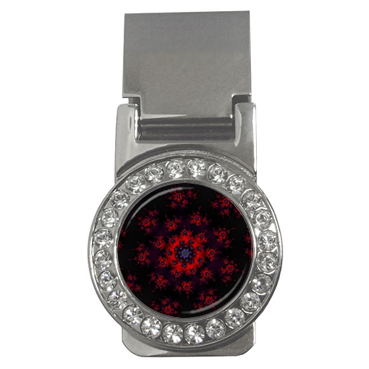 Fractal Abstract Blossom Bloom Red Money Clips (CZ) 
