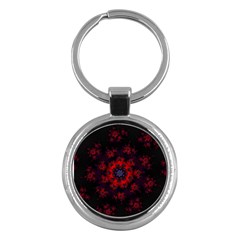 Fractal Abstract Blossom Bloom Red Key Chains (Round) 