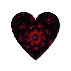 Fractal Abstract Blossom Bloom Red Heart Magnet