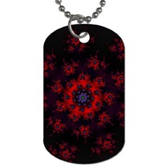 Fractal Abstract Blossom Bloom Red Dog Tag (One Side)