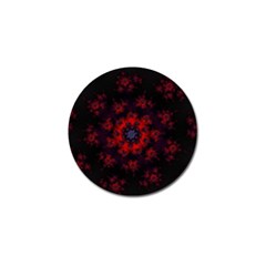 Fractal Abstract Blossom Bloom Red Golf Ball Marker