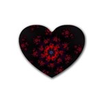 Fractal Abstract Blossom Bloom Red Rubber Coaster (Heart)  Front