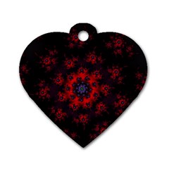 Fractal Abstract Blossom Bloom Red Dog Tag Heart (One Side)