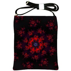 Fractal Abstract Blossom Bloom Red Shoulder Sling Bags by Nexatart