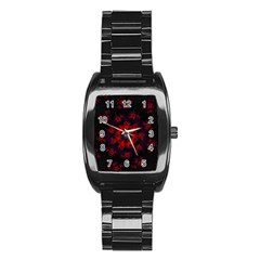 Fractal Abstract Blossom Bloom Red Stainless Steel Barrel Watch