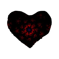 Fractal Abstract Blossom Bloom Red Standard 16  Premium Flano Heart Shape Cushions