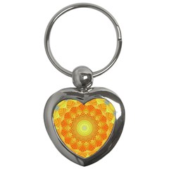 Sunshine Sunny Sun Abstract Yellow Key Chains (heart)  by Nexatart