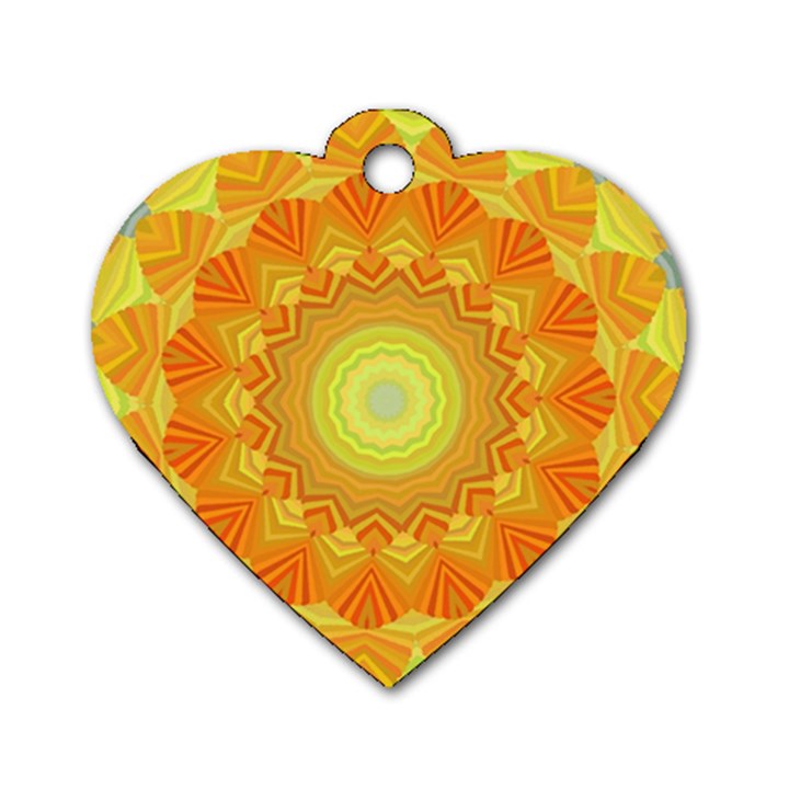 Sunshine Sunny Sun Abstract Yellow Dog Tag Heart (Two Sides)