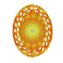 Sunshine Sunny Sun Abstract Yellow Oval Filigree Ornament (two Sides) by Nexatart