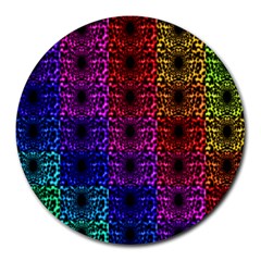 Rainbow Grid Form Abstract Round Mousepads