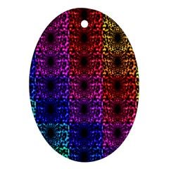 Rainbow Grid Form Abstract Oval Ornament (Two Sides)