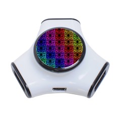 Rainbow Grid Form Abstract 3-Port USB Hub