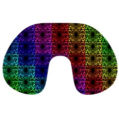 Rainbow Grid Form Abstract Travel Neck Pillows