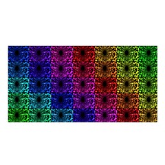 Rainbow Grid Form Abstract Satin Shawl