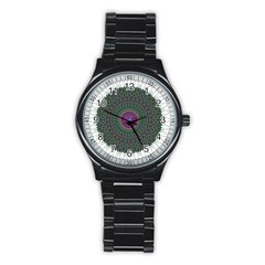 Pattern District Background Stainless Steel Round Watch