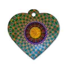 Temple Abstract Ceiling Chinese Dog Tag Heart (two Sides) by Nexatart