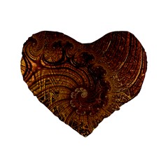 Copper Caramel Swirls Abstract Art Standard 16  Premium Flano Heart Shape Cushions by Nexatart