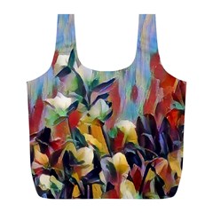Abstractionism Spring Flowers Full Print Recycle Bags (l)  by DeneWestUK