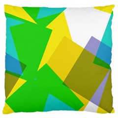 Green Yellow Shapes  Large Flano Cushion Case (two Sides) by LalyLauraFLM