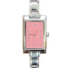 Pink Background With White Hearts On Lines Rectangle Italian Charm Watch
