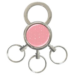 Pink Background With White Hearts On Lines 3-ring Key Chains by TastefulDesigns