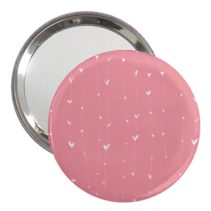 Pink background with white hearts on lines 3  Handbag Mirrors