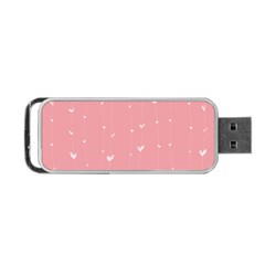 Pink Background With White Hearts On Lines Portable Usb Flash (one Side)