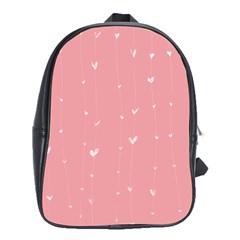 Pink Background With White Hearts On Lines School Bags (xl)  by TastefulDesigns