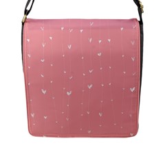 Pink Background With White Hearts On Lines Flap Messenger Bag (l)  by TastefulDesigns