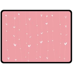 Pink Background With White Hearts On Lines Double Sided Fleece Blanket (large)  by TastefulDesigns