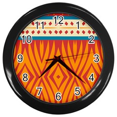 Shapes In Retro Colors       Wall Clock (black) by LalyLauraFLM