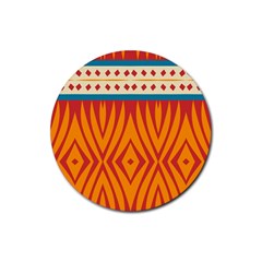 Shapes In Retro Colors       Rubber Round Coaster (4 Pack) by LalyLauraFLM