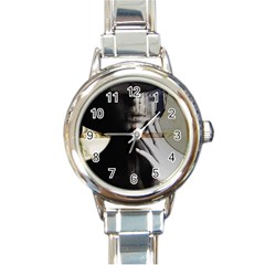 Burnt Round Italian Charm Watch