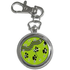 Green Prints Next To Track Key Chain Watches by Nexatart