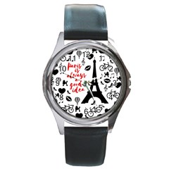 Paris Round Metal Watch by Valentinaart